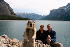 "Pssst. See these two behind me? I just pooped in their sleeping bags."